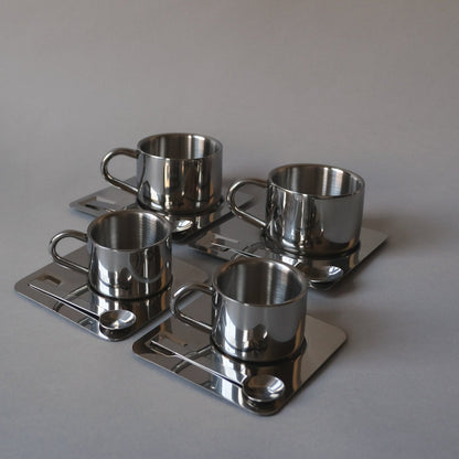 Stainless Steel Coffee Cup 4-Piece Set