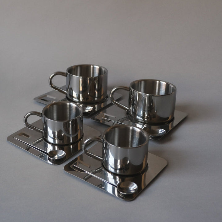 Stainless Steel Coffee Cup 4-Piece Set